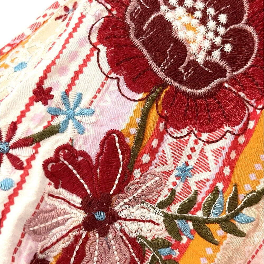 Savanna Jane Embroidered Kimono Top Size 1X/2X Artsy Striped Colorful Boho - Picture 4 of 11
